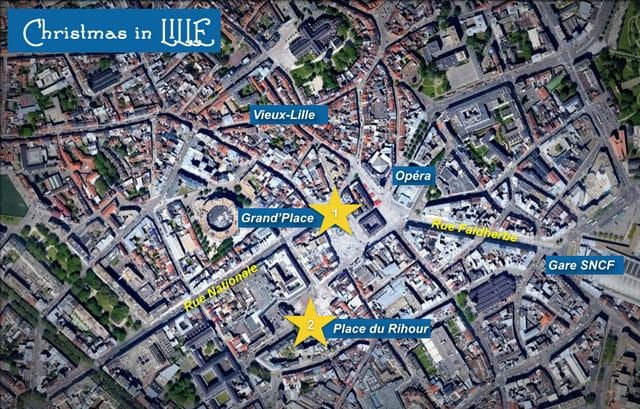 térkép Lille karácsonyi vásár