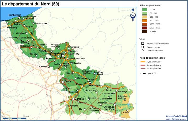 topográfiai térkép Lille