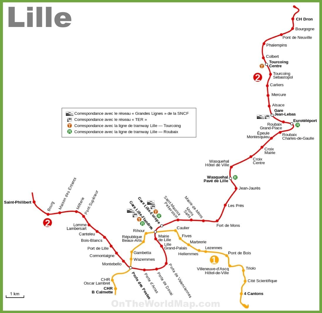 Lille metró térkép